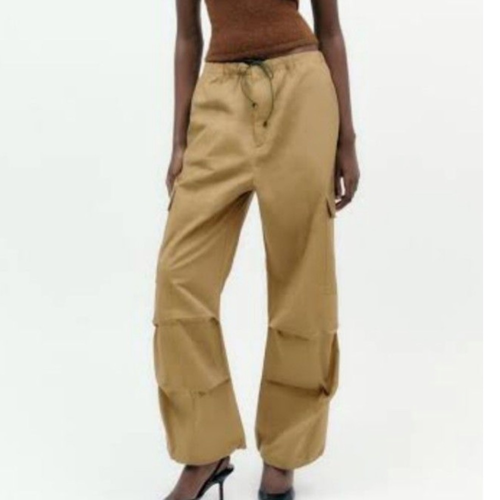 ZARA CARGO CAMEL TROUSERS 4661 522 704 NWT woman’s size medium